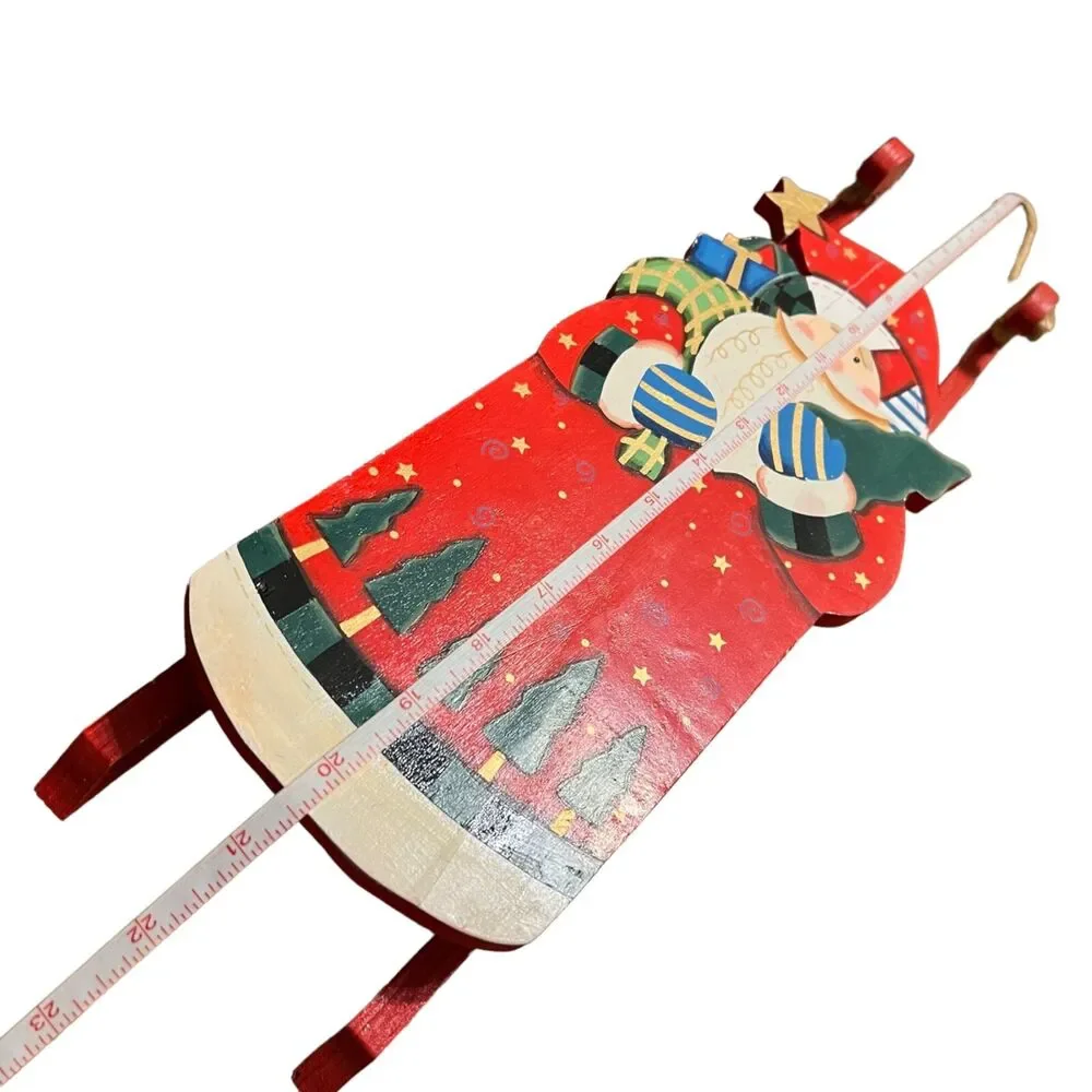 Sleigh Wall Hanging Decoration Wooden Santa Claus Christmas